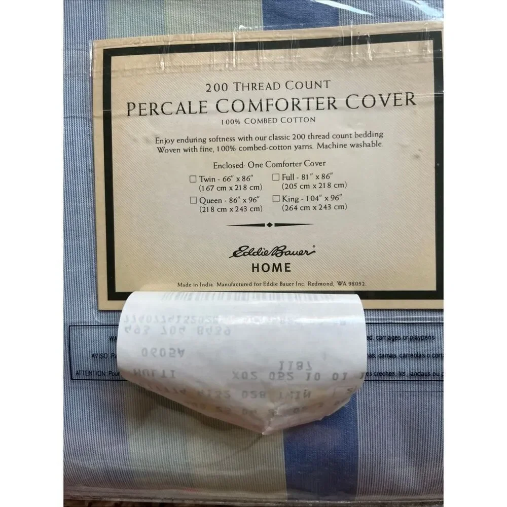 NEW Vintage EDDIE BAUER Twin Percale Comforter Cover Multi Striped